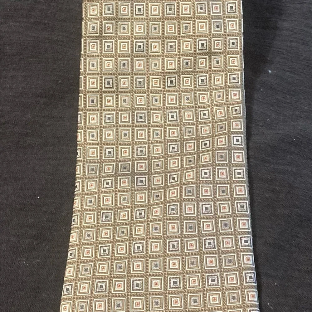 Valerio Garati Tie Pure Silk‎ Handmade Black/Gold/White Geometric Small Squares